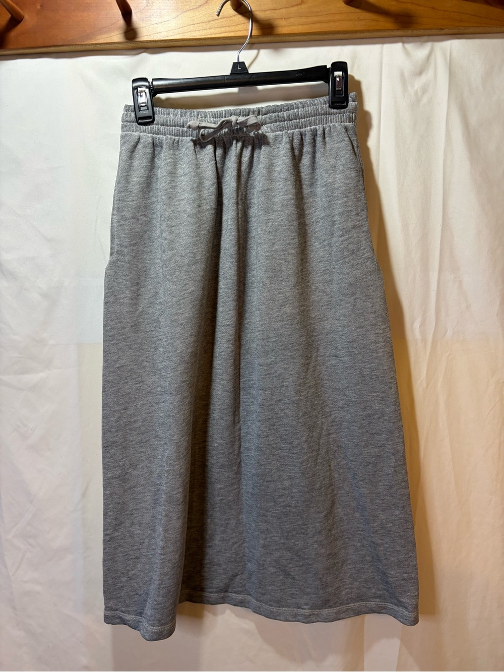 Lalamia Women’s Gray Fleece Drawstring Maternity Skirt Size Small Pockets
